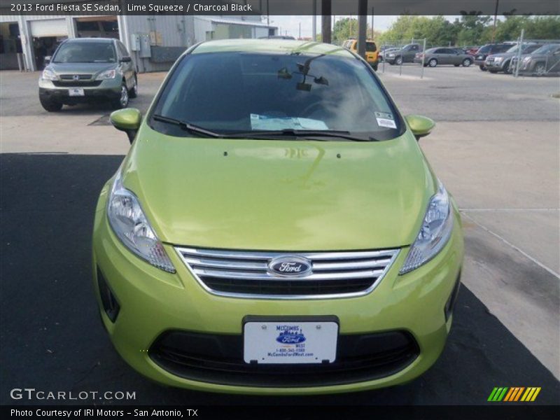 Lime Squeeze / Charcoal Black 2013 Ford Fiesta SE Sedan