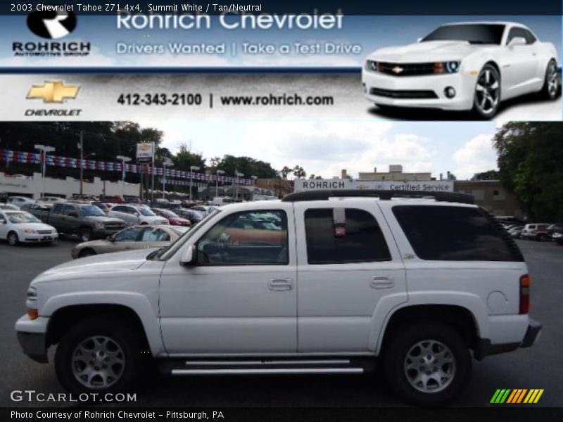 Summit White / Tan/Neutral 2003 Chevrolet Tahoe Z71 4x4