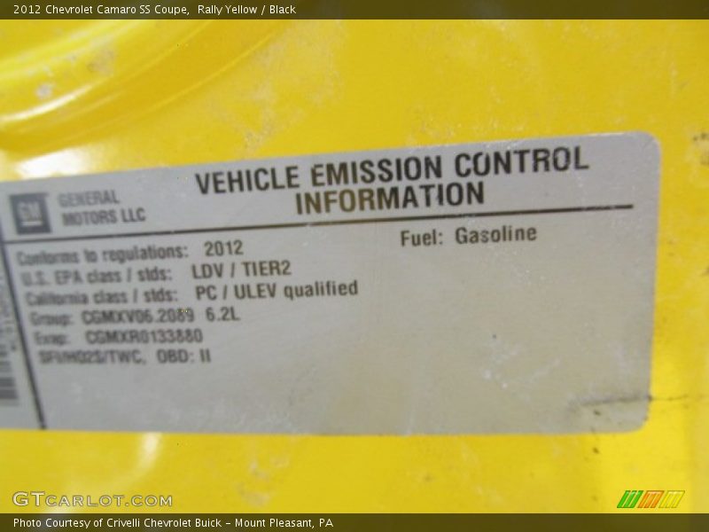Rally Yellow / Black 2012 Chevrolet Camaro SS Coupe