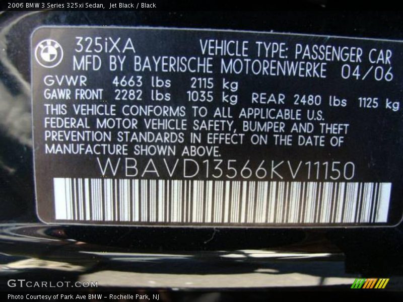 Jet Black / Black 2006 BMW 3 Series 325xi Sedan