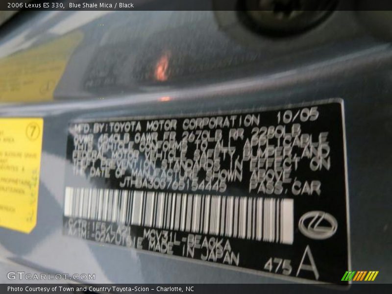 2006 ES 330 Blue Shale Mica Color Code 1F5