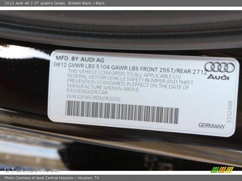 Brilliant Black / Black 2013 Audi A6 2.0T quattro Sedan