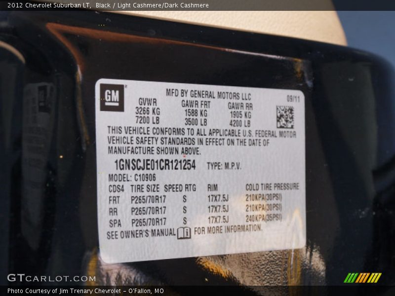 Black / Light Cashmere/Dark Cashmere 2012 Chevrolet Suburban LT