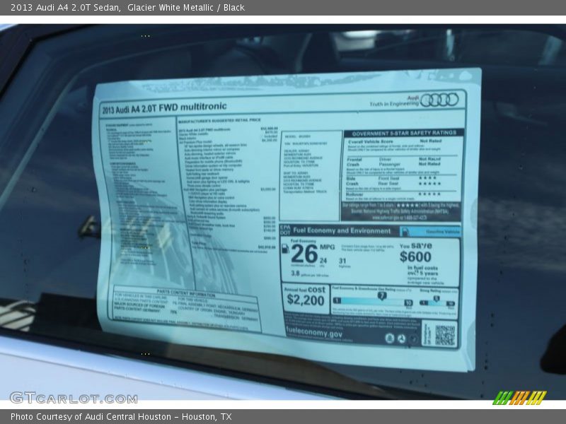 Glacier White Metallic / Black 2013 Audi A4 2.0T Sedan