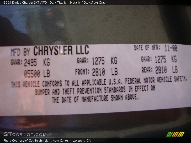 Dark Titanium Metallic / Dark Slate Gray 2009 Dodge Charger SXT AWD