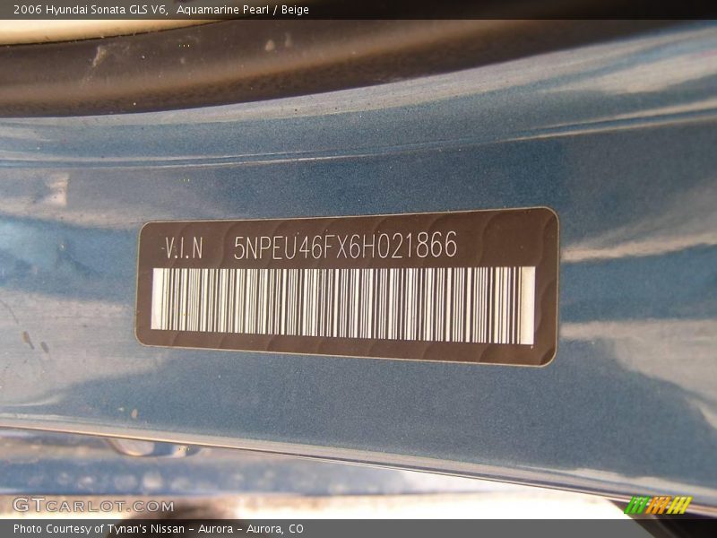Aquamarine Pearl / Beige 2006 Hyundai Sonata GLS V6