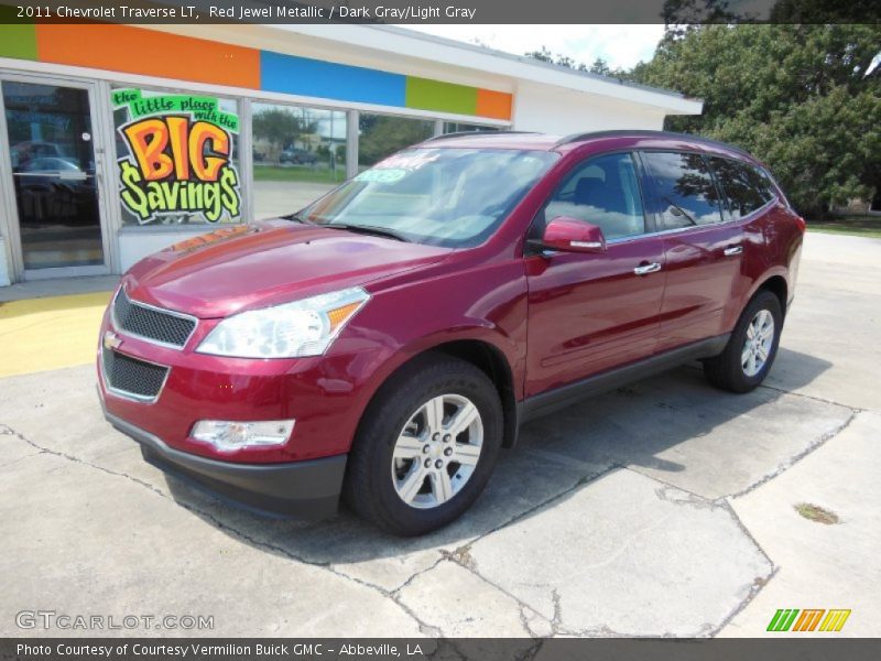 Red Jewel Metallic / Dark Gray/Light Gray 2011 Chevrolet Traverse LT