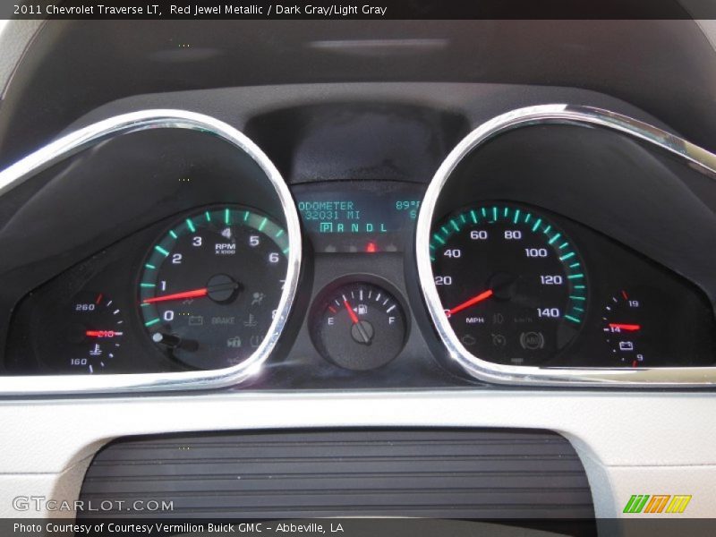 Red Jewel Metallic / Dark Gray/Light Gray 2011 Chevrolet Traverse LT