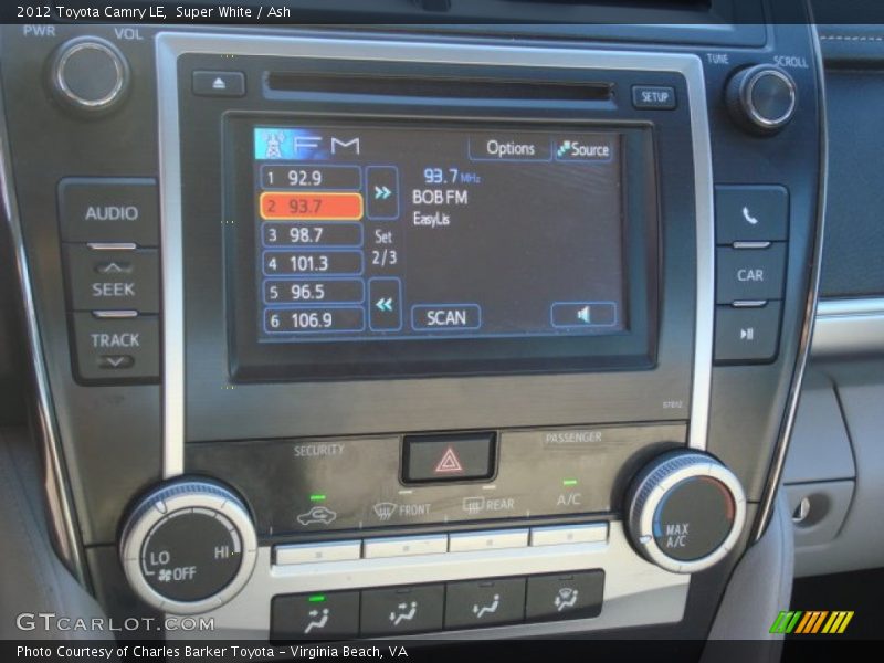 Super White / Ash 2012 Toyota Camry LE