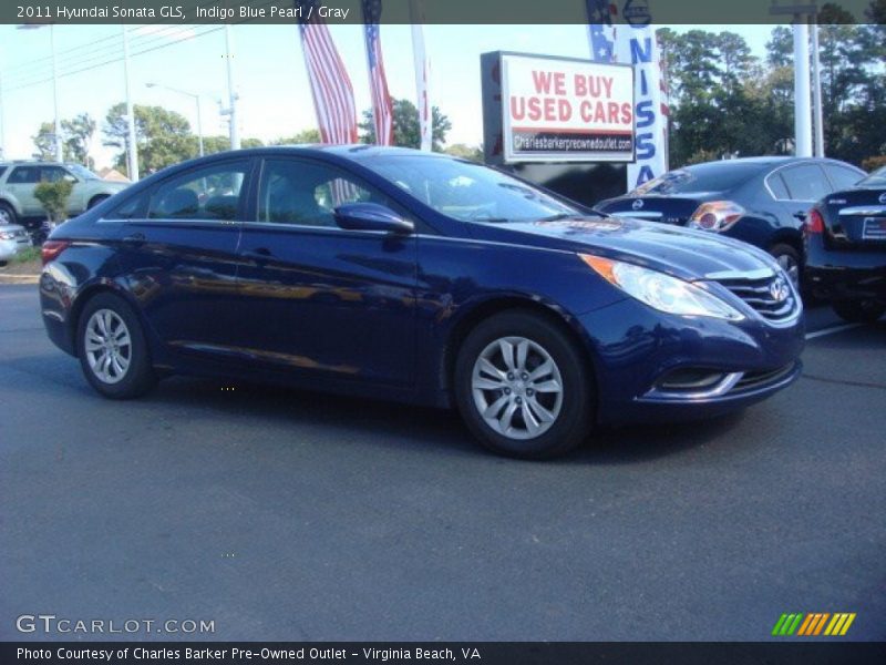 Indigo Blue Pearl / Gray 2011 Hyundai Sonata GLS