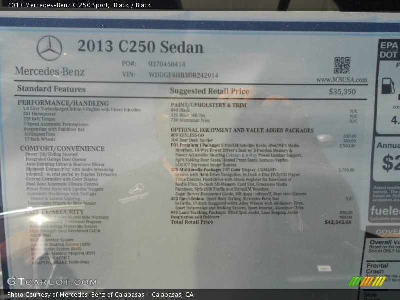 Black / Black 2013 Mercedes-Benz C 250 Sport