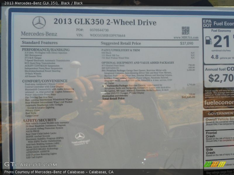 Black / Black 2013 Mercedes-Benz GLK 350
