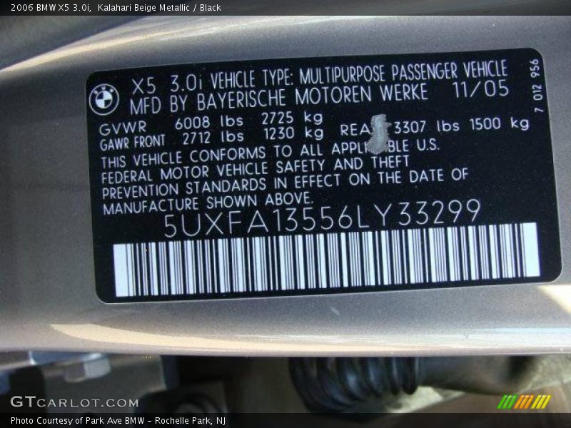 Kalahari Beige Metallic / Black 2006 BMW X5 3.0i