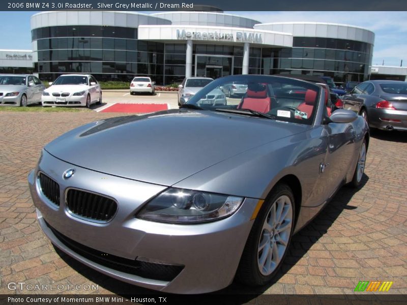 Silver Grey Metallic / Dream Red 2006 BMW Z4 3.0i Roadster