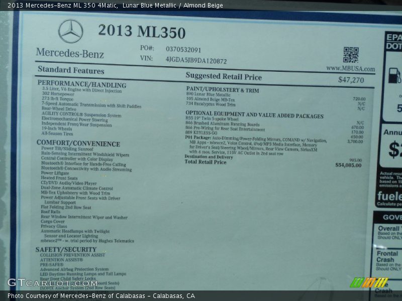 Lunar Blue Metallic / Almond Beige 2013 Mercedes-Benz ML 350 4Matic