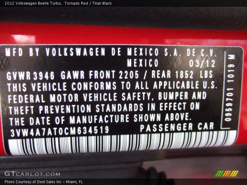 Tornado Red / Titan Black 2012 Volkswagen Beetle Turbo