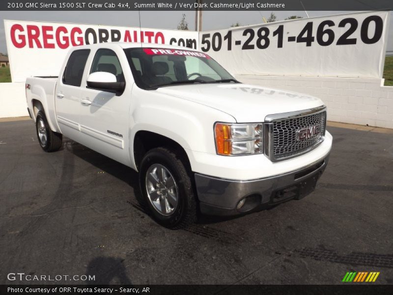 Summit White / Very Dark Cashmere/Light Cashmere 2010 GMC Sierra 1500 SLT Crew Cab 4x4