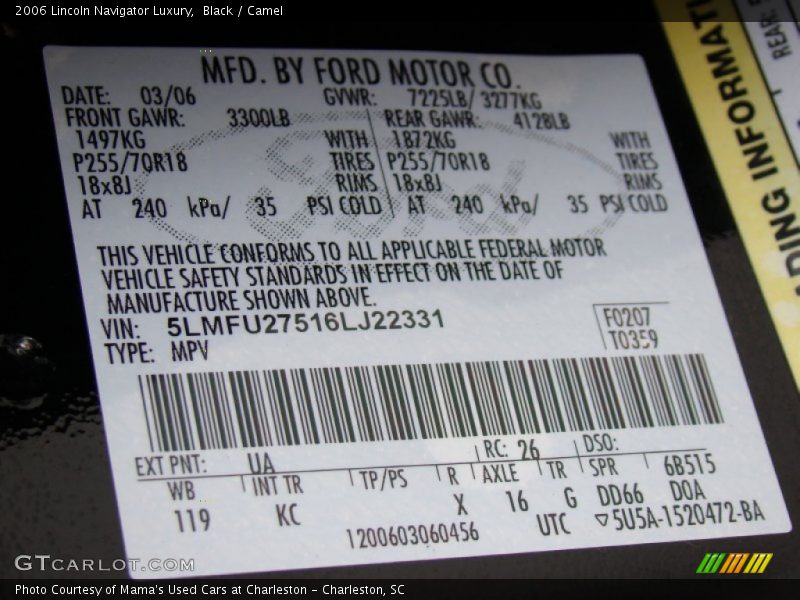 Black / Camel 2006 Lincoln Navigator Luxury