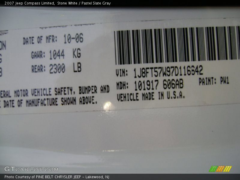 Stone White / Pastel Slate Gray 2007 Jeep Compass Limited