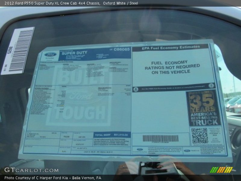  2012 F550 Super Duty XL Crew Cab 4x4 Chassis Window Sticker