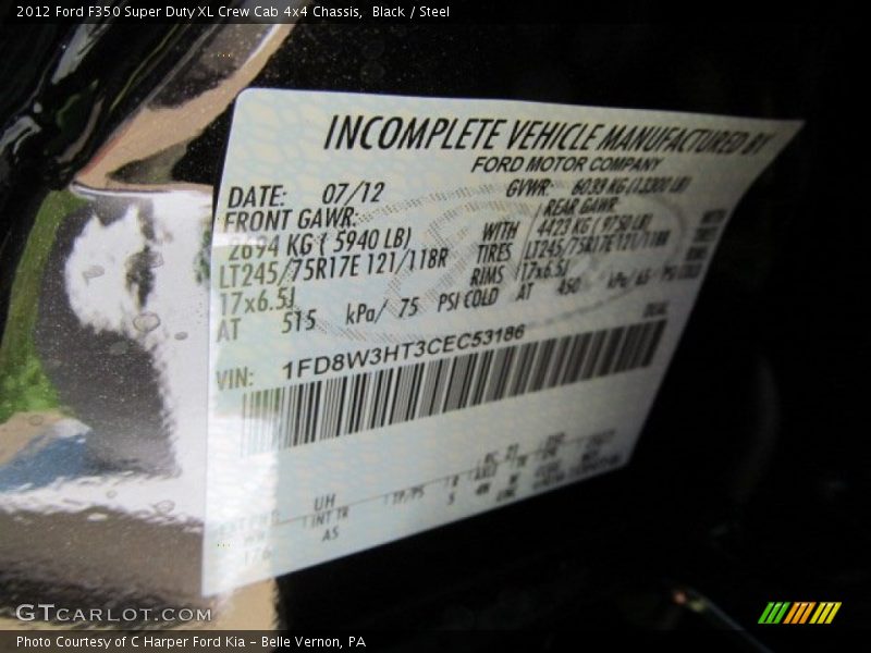 Black / Steel 2012 Ford F350 Super Duty XL Crew Cab 4x4 Chassis