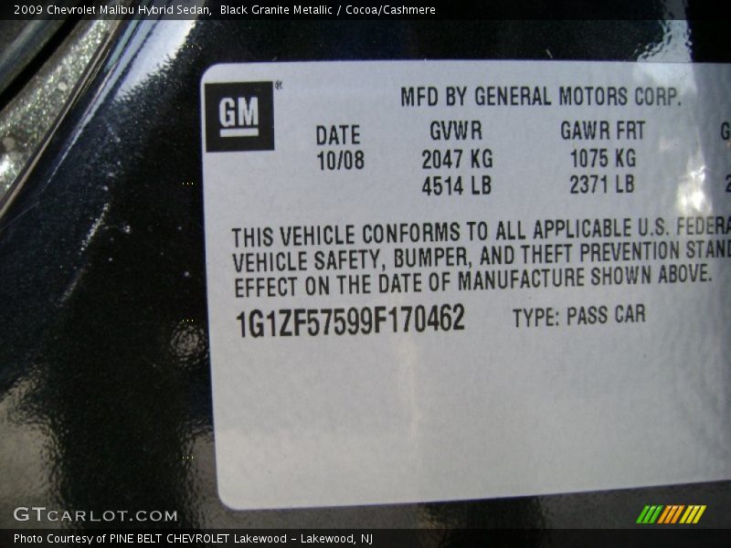 Black Granite Metallic / Cocoa/Cashmere 2009 Chevrolet Malibu Hybrid Sedan