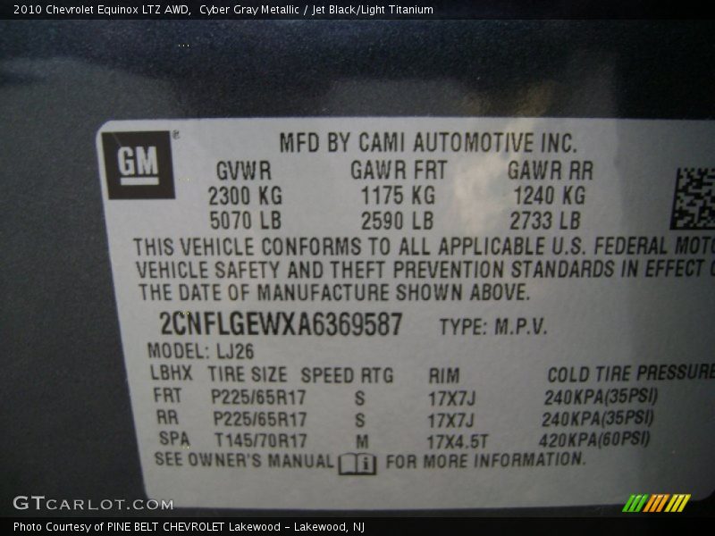 Cyber Gray Metallic / Jet Black/Light Titanium 2010 Chevrolet Equinox LTZ AWD