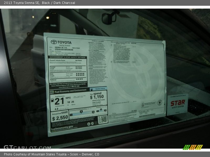 Black / Dark Charcoal 2013 Toyota Sienna SE