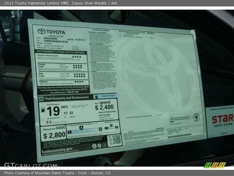 Classic Silver Metallic / Ash 2013 Toyota Highlander Limited 4WD