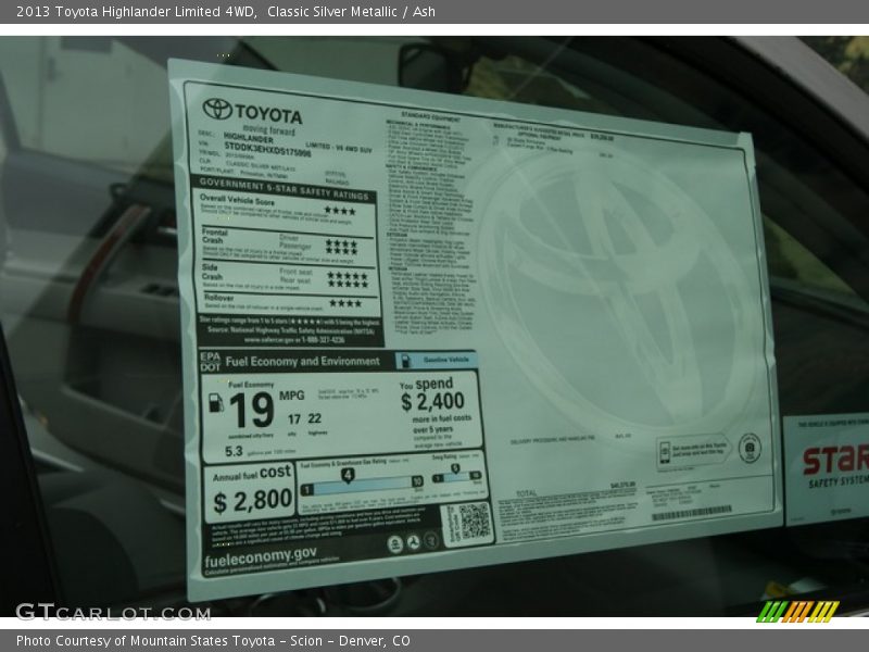 Classic Silver Metallic / Ash 2013 Toyota Highlander Limited 4WD