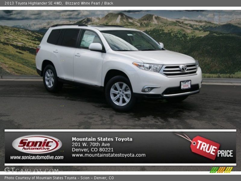 Blizzard White Pearl / Black 2013 Toyota Highlander SE 4WD