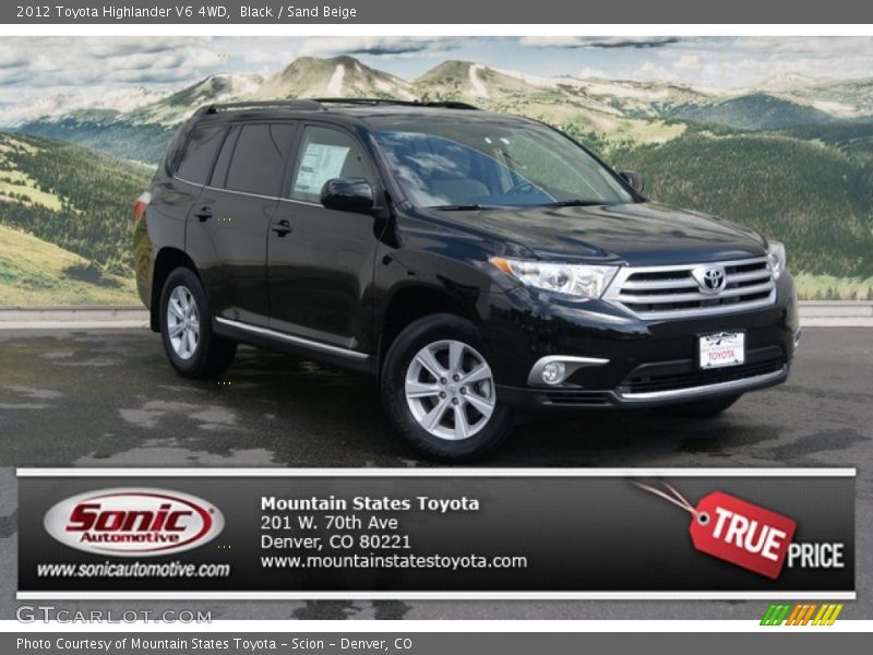 Black / Sand Beige 2012 Toyota Highlander V6 4WD