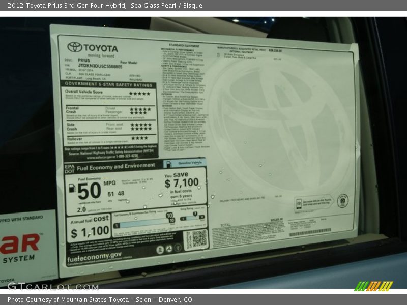 Sea Glass Pearl / Bisque 2012 Toyota Prius 3rd Gen Four Hybrid