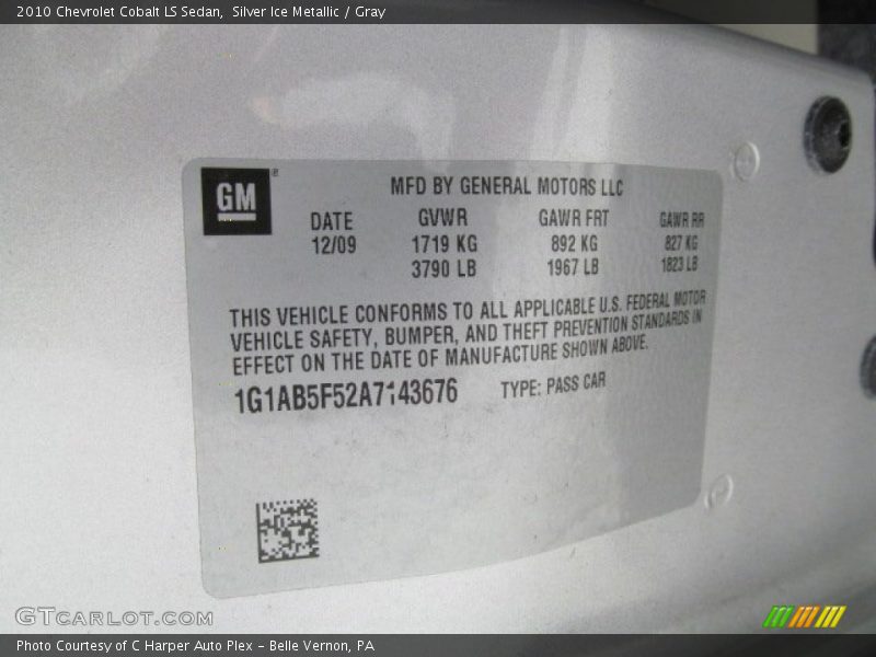 Silver Ice Metallic / Gray 2010 Chevrolet Cobalt LS Sedan