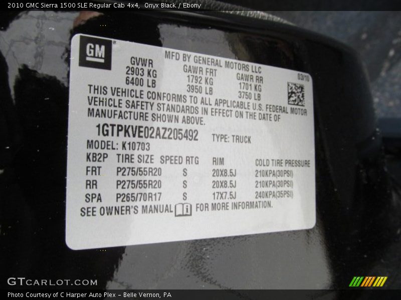 Onyx Black / Ebony 2010 GMC Sierra 1500 SLE Regular Cab 4x4