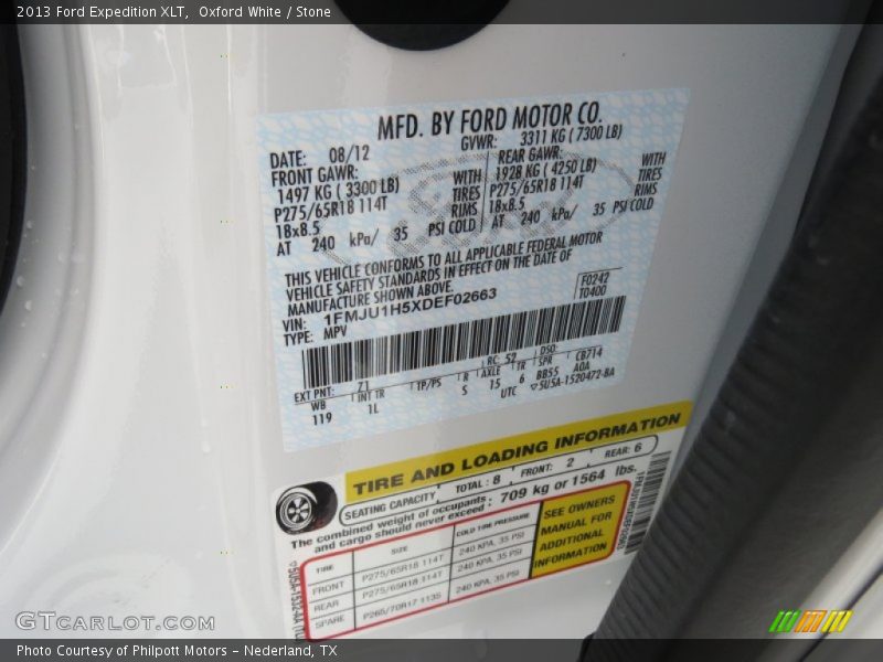 2013 Expedition XLT Oxford White Color Code Z1