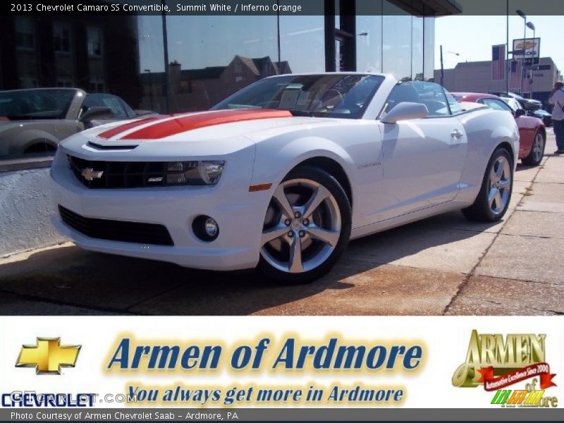 Summit White / Inferno Orange 2013 Chevrolet Camaro SS Convertible