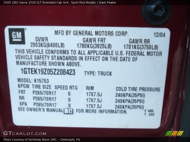 Sport Red Metallic / Dark Pewter 2005 GMC Sierra 1500 SLT Extended Cab 4x4