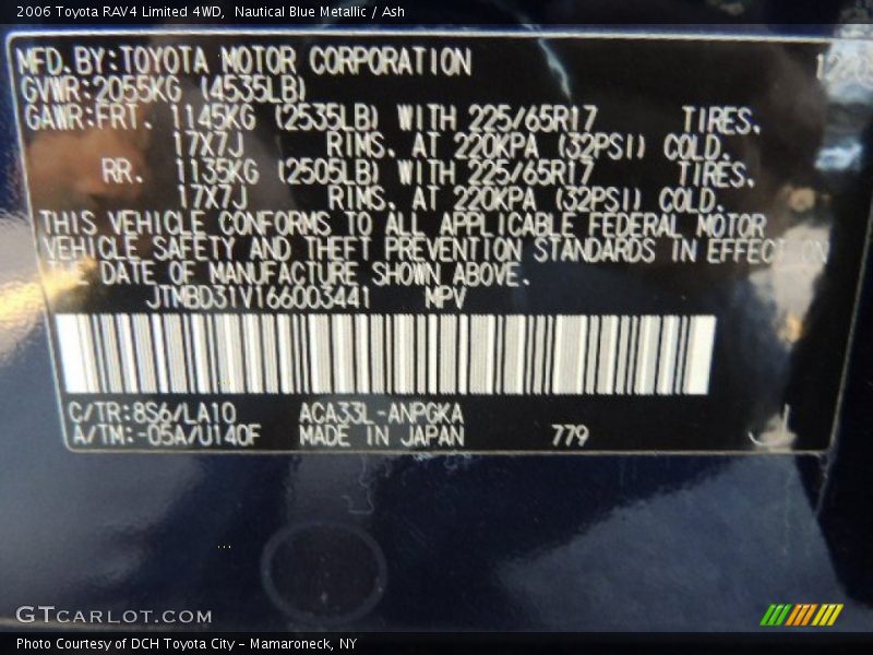 Nautical Blue Metallic / Ash 2006 Toyota RAV4 Limited 4WD