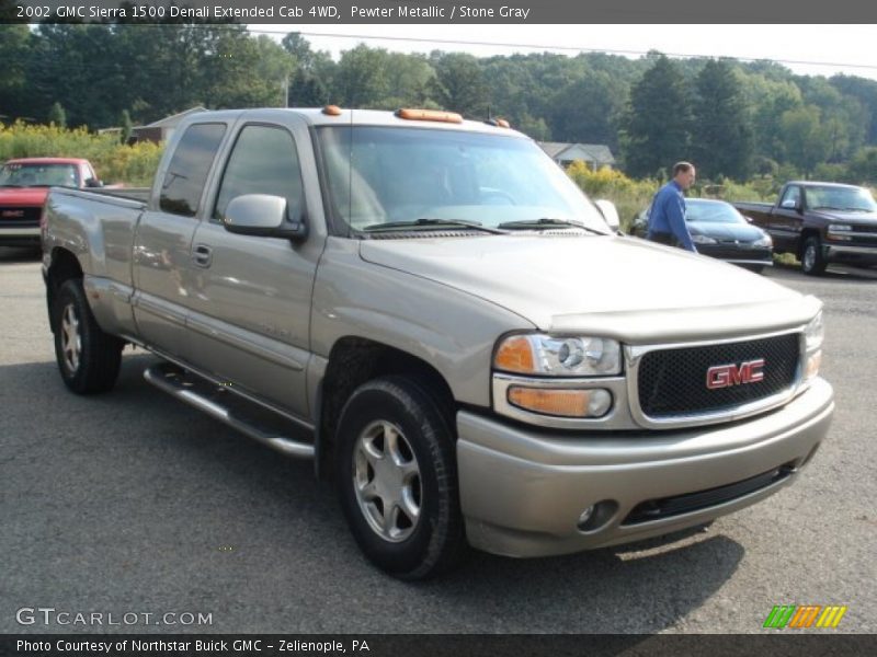 Pewter Metallic / Stone Gray 2002 GMC Sierra 1500 Denali Extended Cab 4WD