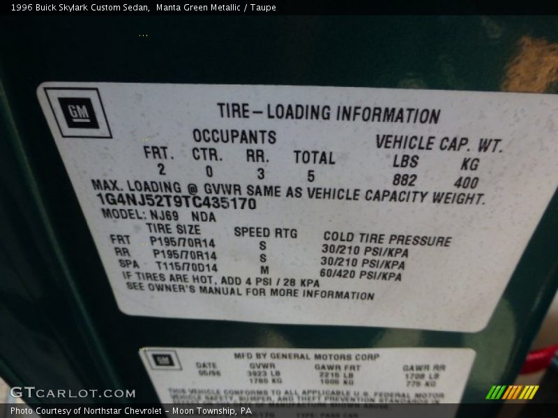 Manta Green Metallic / Taupe 1996 Buick Skylark Custom Sedan