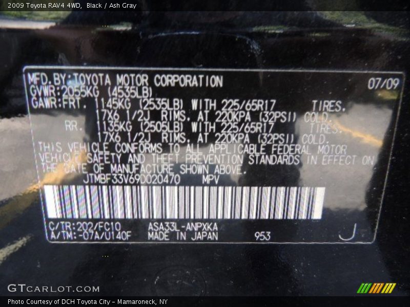 Black / Ash Gray 2009 Toyota RAV4 4WD