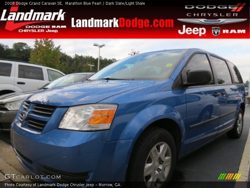 Marathon Blue Pearl / Dark Slate/Light Shale 2008 Dodge Grand Caravan SE