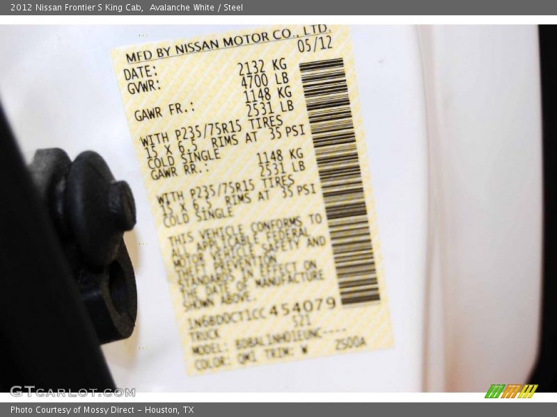 Avalanche White / Steel 2012 Nissan Frontier S King Cab