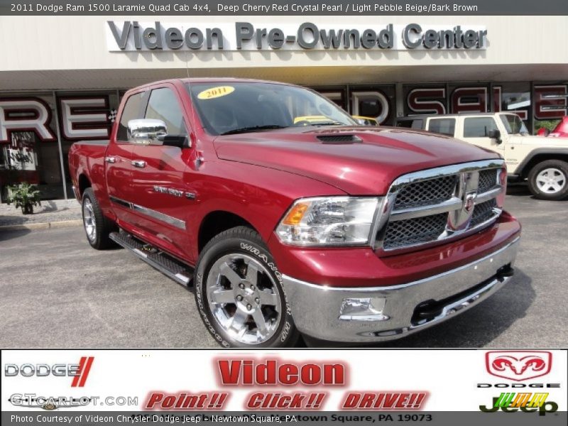 Deep Cherry Red Crystal Pearl / Light Pebble Beige/Bark Brown 2011 Dodge Ram 1500 Laramie Quad Cab 4x4