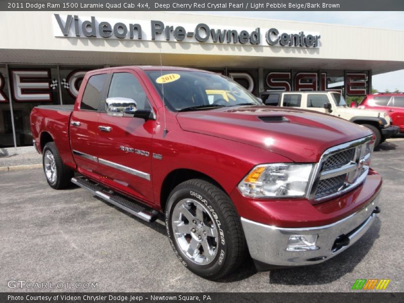 Deep Cherry Red Crystal Pearl / Light Pebble Beige/Bark Brown 2011 Dodge Ram 1500 Laramie Quad Cab 4x4