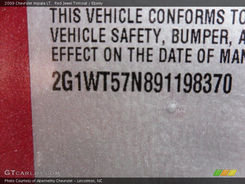 Red Jewel Tintcoat / Ebony 2009 Chevrolet Impala LT