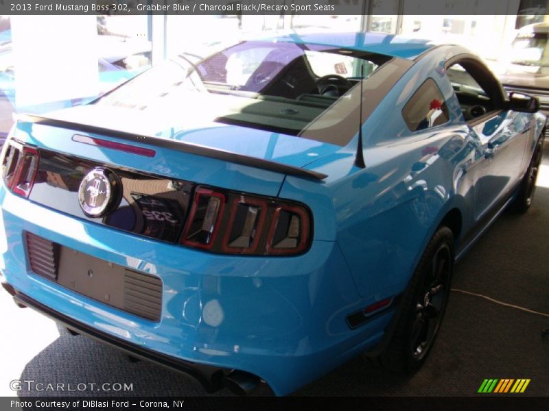 Grabber Blue / Charcoal Black/Recaro Sport Seats 2013 Ford Mustang Boss 302