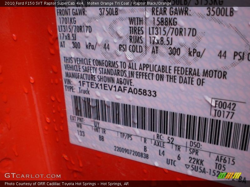 UY - 2010 Ford F150 SVT Raptor SuperCab 4x4