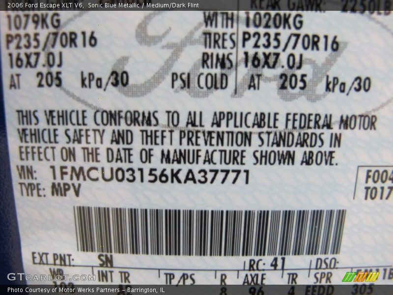 Sonic Blue Metallic / Medium/Dark Flint 2006 Ford Escape XLT V6
